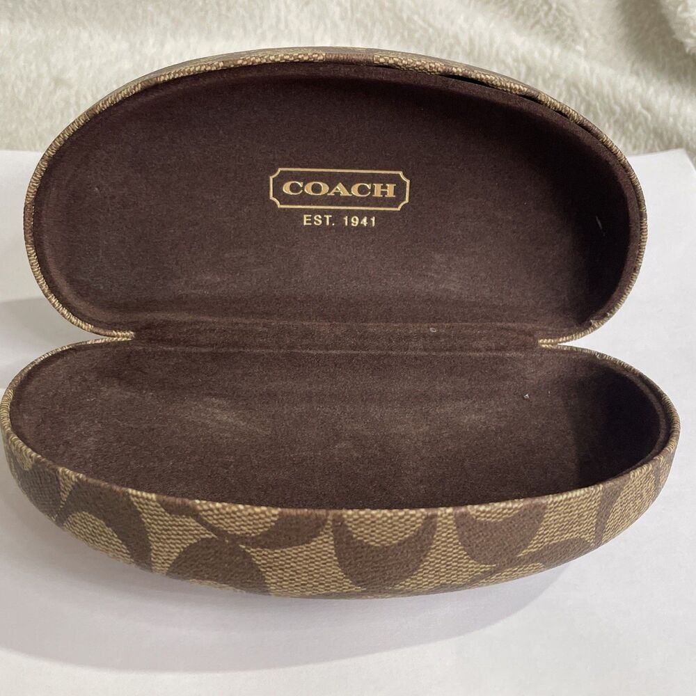 Coach signature C print hard clamshell sunglasses case in brown LARGE